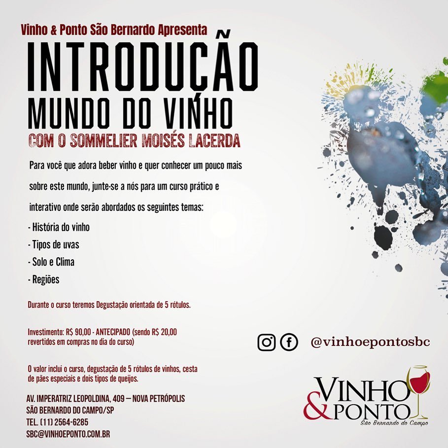 Introdução ao Mundo do Vinho Agenda do Vinho